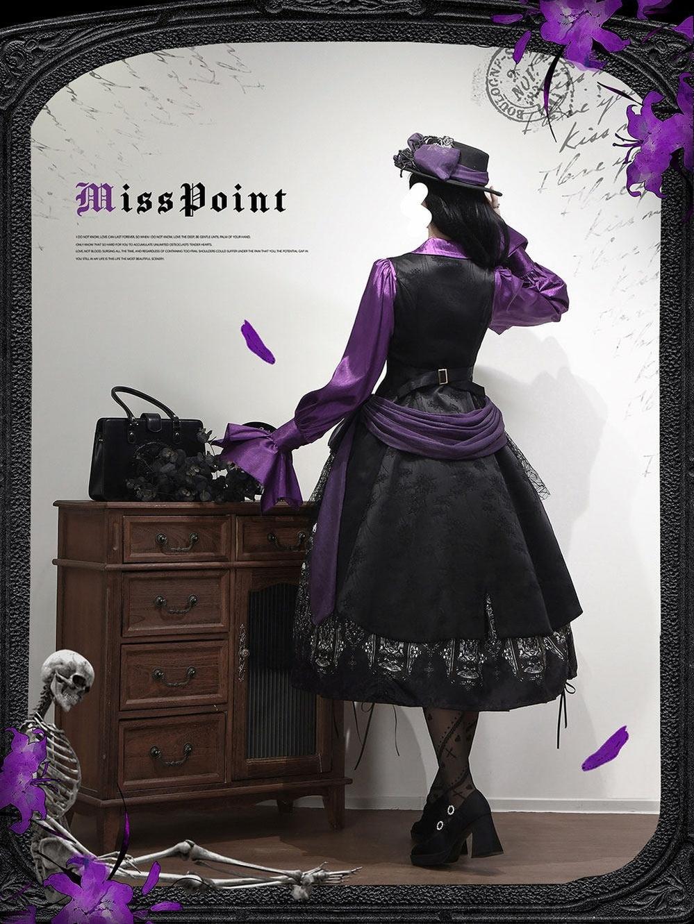 Moonnight Return - Gothic Lolita Long Vest, Embroidered Collar 44582:813844