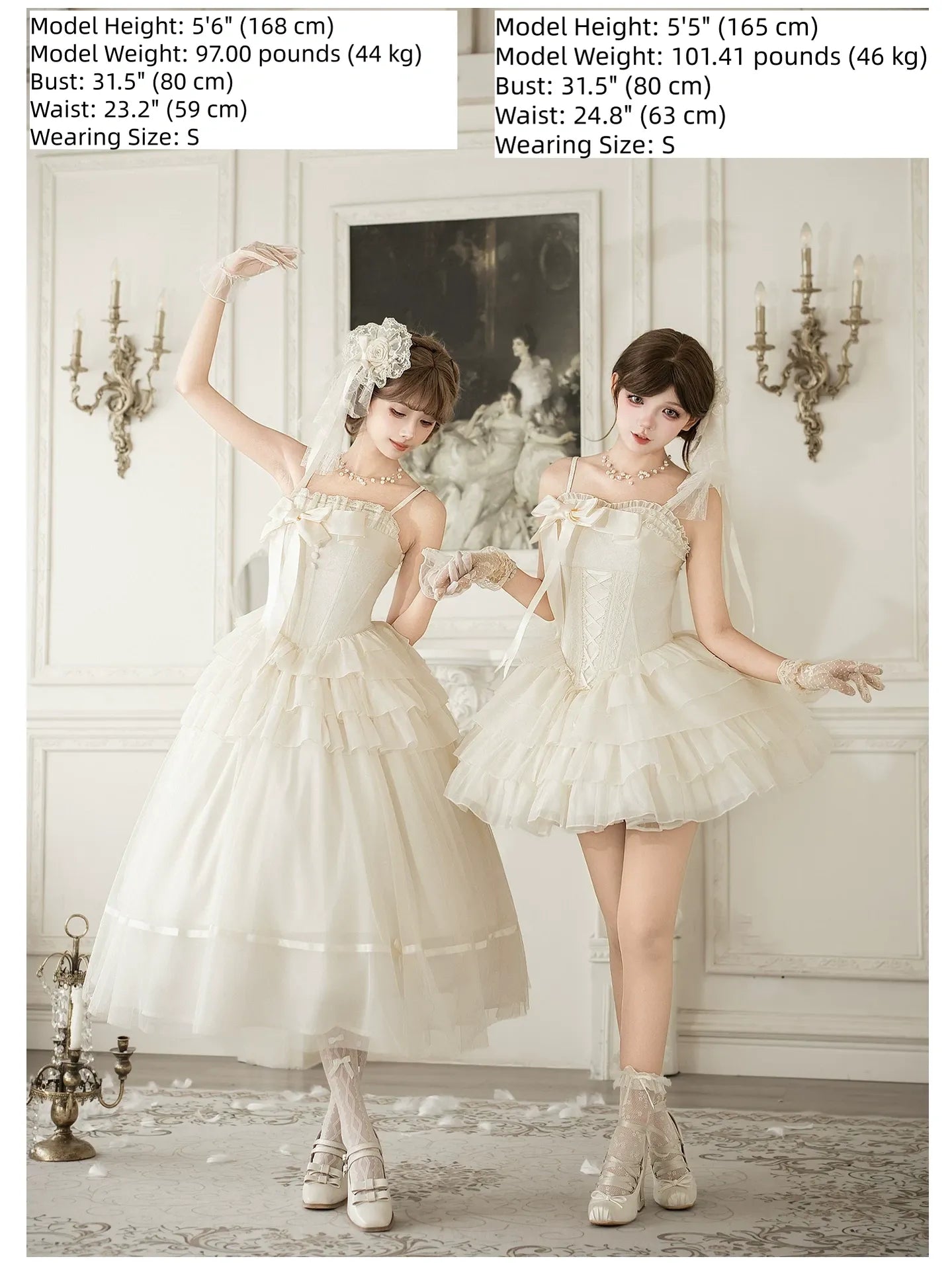 MistKiss Lily - Classic Lolita Tiered Hem JSK Dress, Fishbone Waist 45318:853909