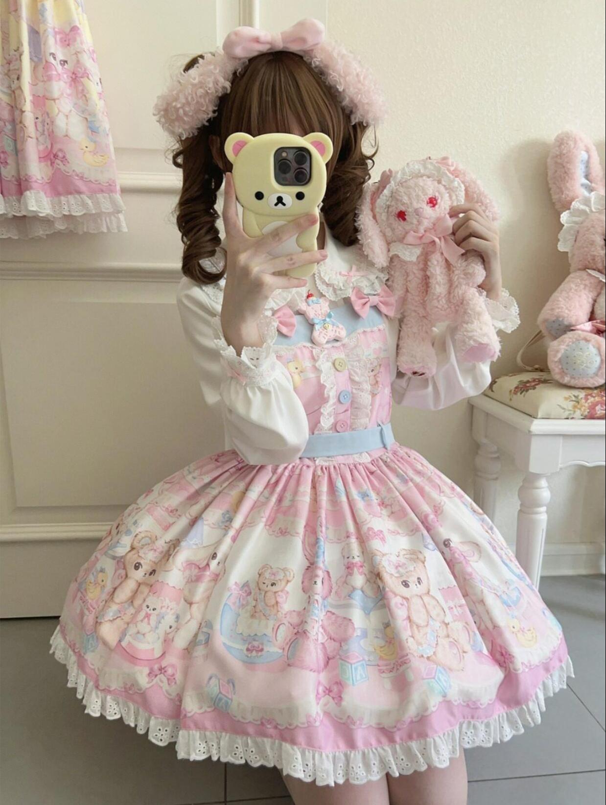 Bear Sweet - Printed Sweet Lolita Salopette Dress 44870:829590