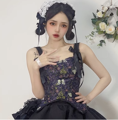 Sakurahime~Kawaii Lolita Daily Dress Set S corset top 
