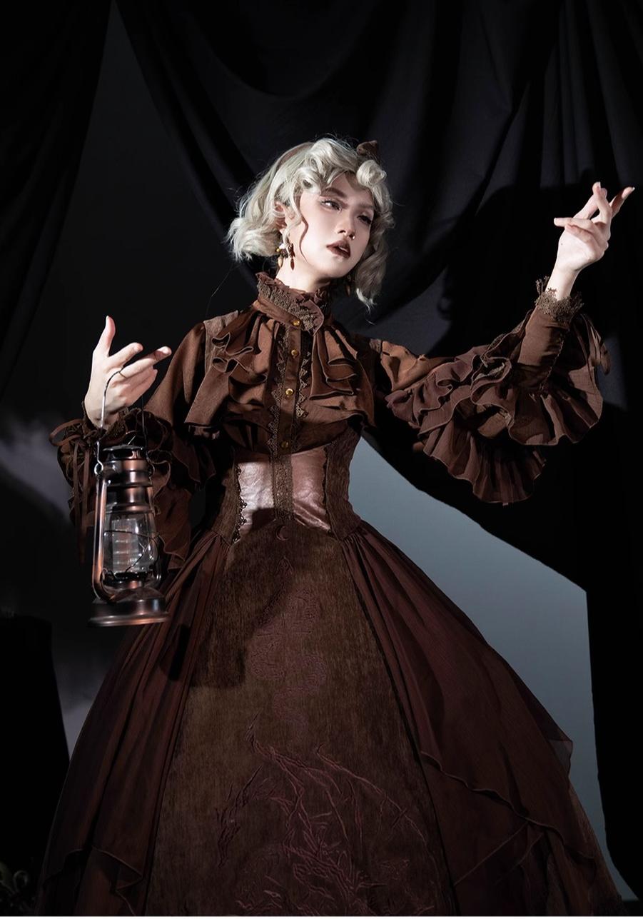 ZJstory~Dragon Bone Cemetery~Gothic Lolita JSK Set with Dragon and Snake Skeleton Embroidery 42699:750640