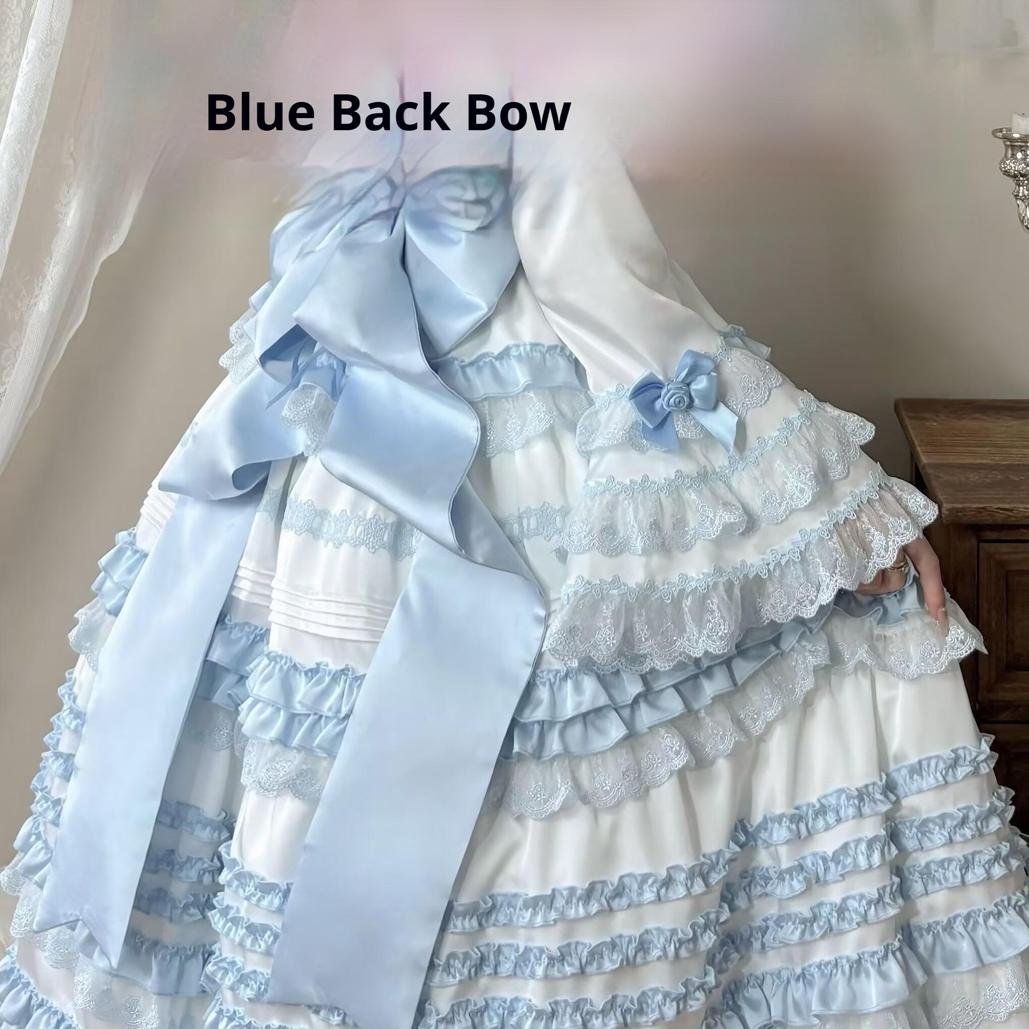 Uncle's Workshop - Stacked - Lolita Accessory Set Hairband Bow Trailing Brooch Choker Blue Back Bow Only