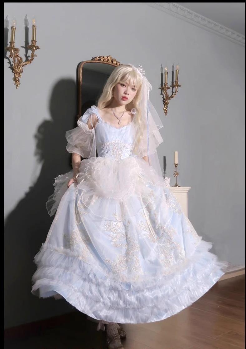 Daydream Whisper - Endless Summer - Bridal Wedding Lolita JSK Open-Back Dress 43043:776266