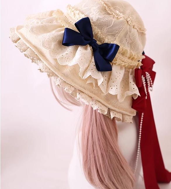 Xiaogui - Elegant Lolita Sunshade Hat Floral Bow Hats