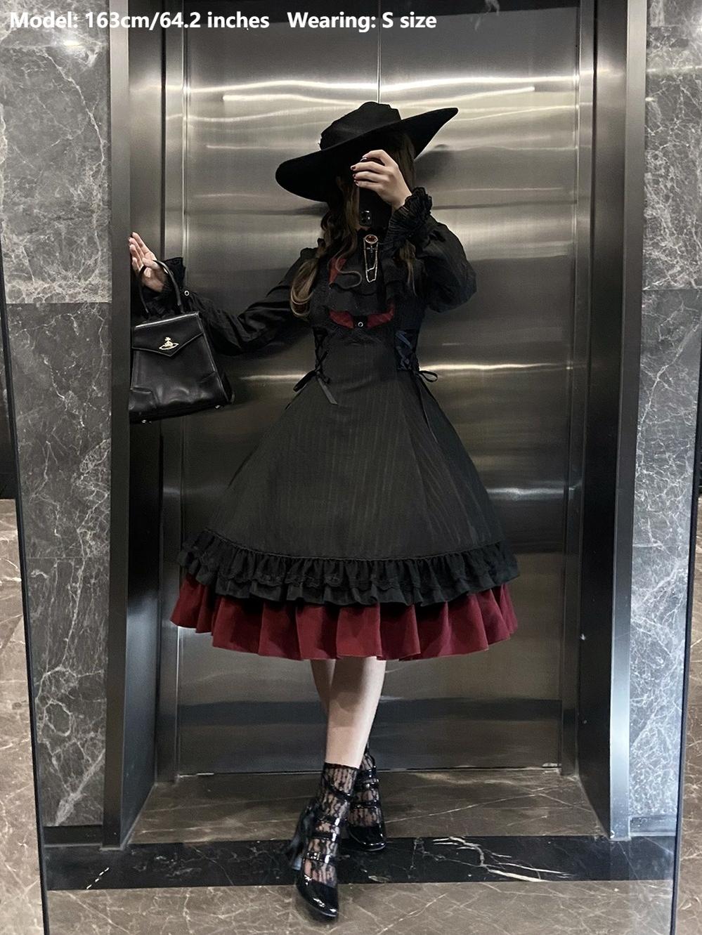 Miss Point - Perintz Manor - Gothic Lolita OP Long Sleeve Retro Lolita Dress 39904:643120