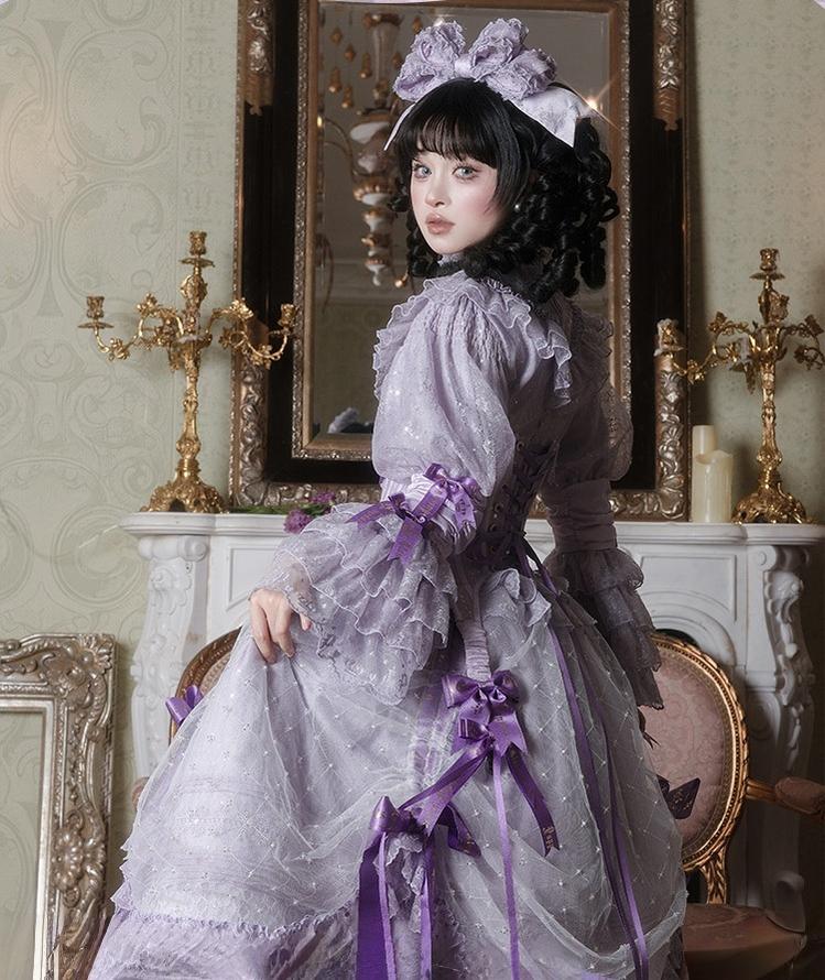 Forvever Purple - Purple Classic Lolita OP, Boning Corset 44357:806187