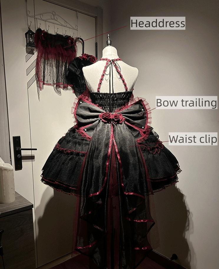 Cascading Poetry - Gothic Lolita JSK Dress, Lace & Tiered Hem