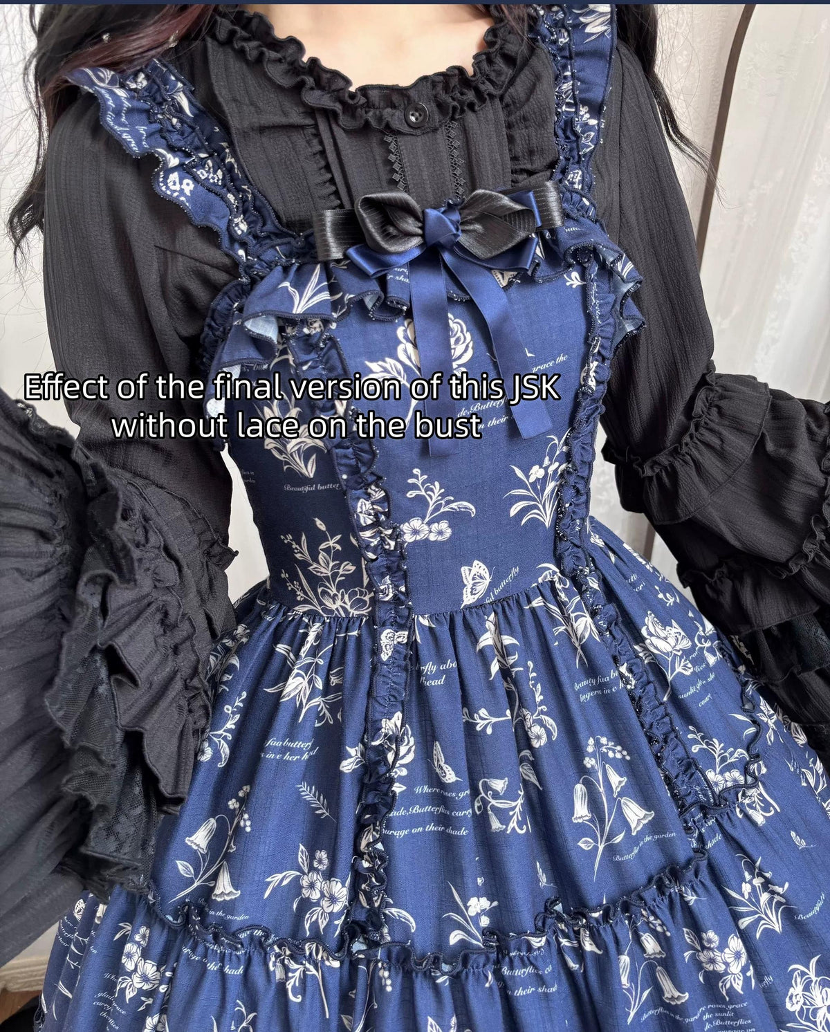Frost's Descent - Classic Lolita JSK Dress Set, Botanical Butterfly Print 45970:870173