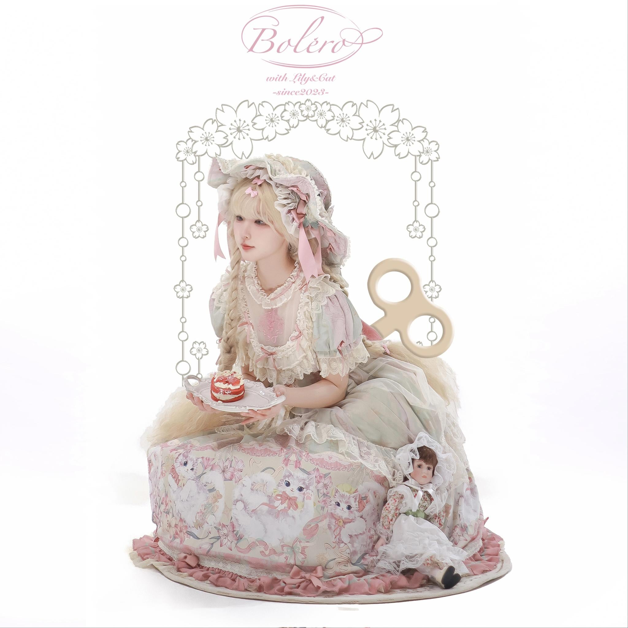 Bolero~Liliana Cat~Sweet Lolita Gorgeous OP Dress with Soft Lace & Organza 42986:760634