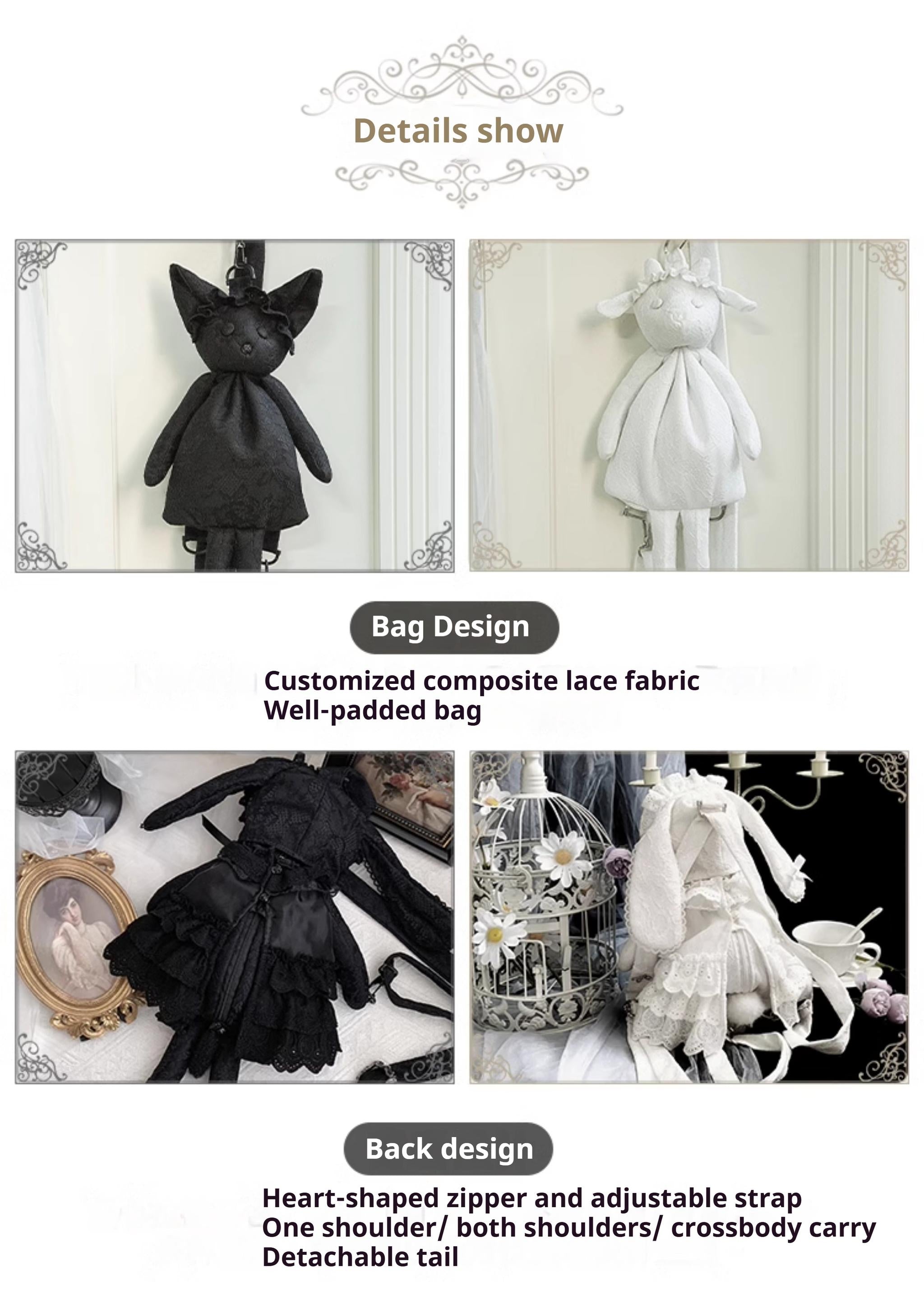 With PUJI - Puppet Box - Kawaii Lolita Bag Lamb Kitten Detachable Bag Dress Hat 40976:682472