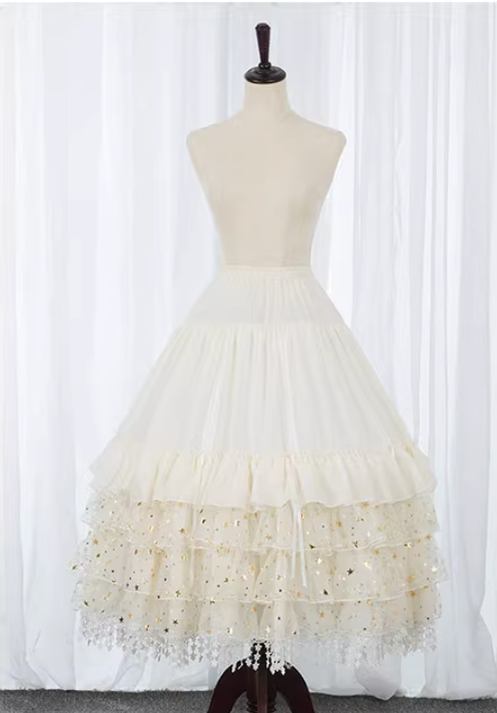 Manyiluo - Starry Dream River - Wedding Lolita Violent Adjustable Fishbone Bustle ivory