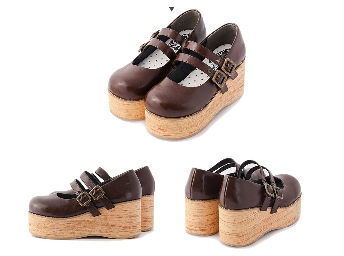 (Buy for me) MODO~Retro Lolita Round Toe Wood Bottom Shoes 22594:319898