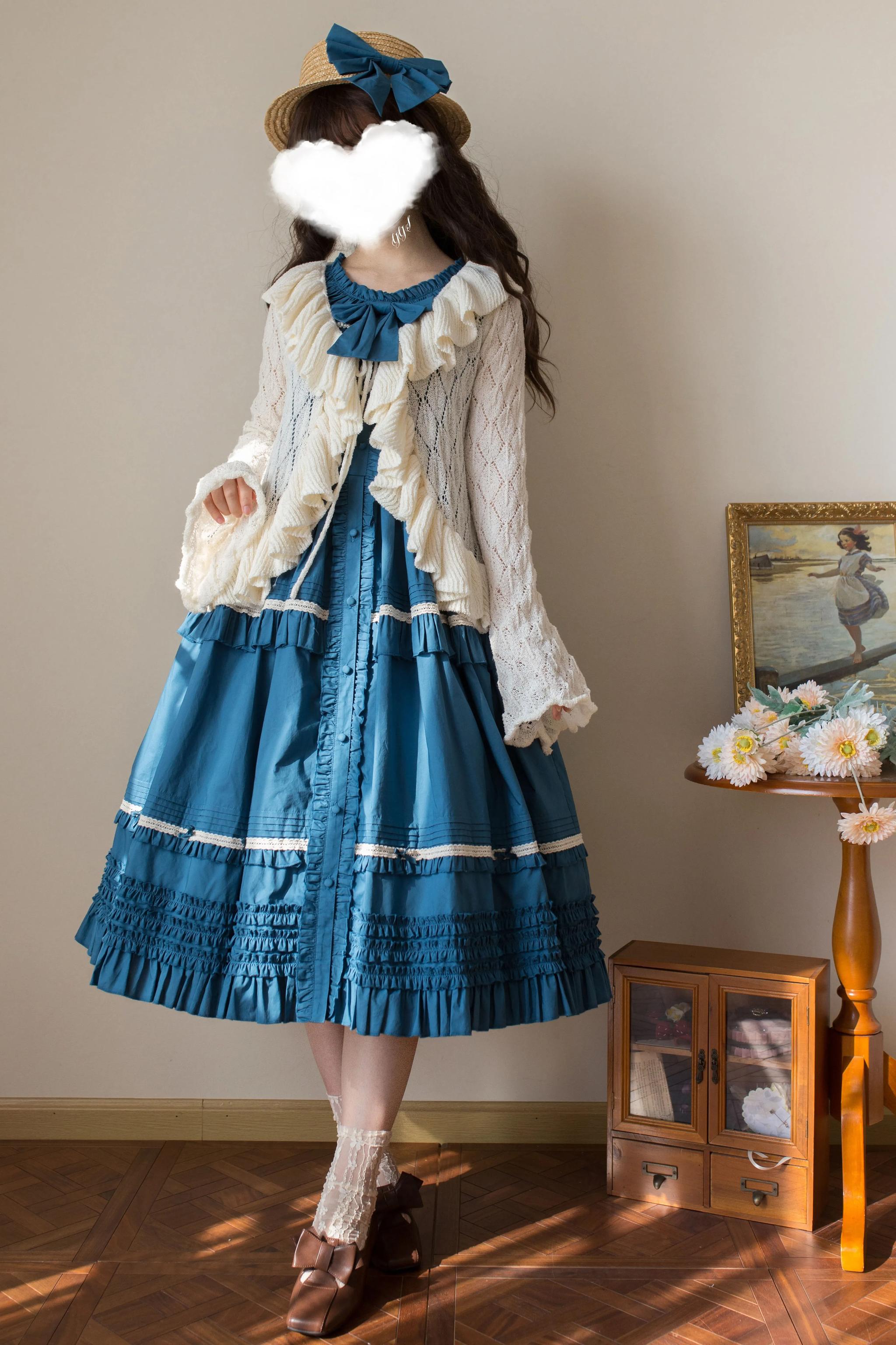 Sunset Bouquet - Elegant Lolita Cardigan, Flounce Hem