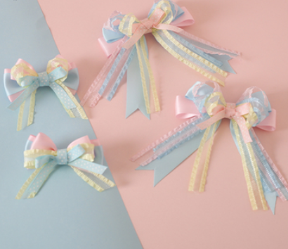Xiaogui - Sweet Ice Cream - Sweet Lolita Bow Hair Accessories a set of 4 bows ice cream brooches