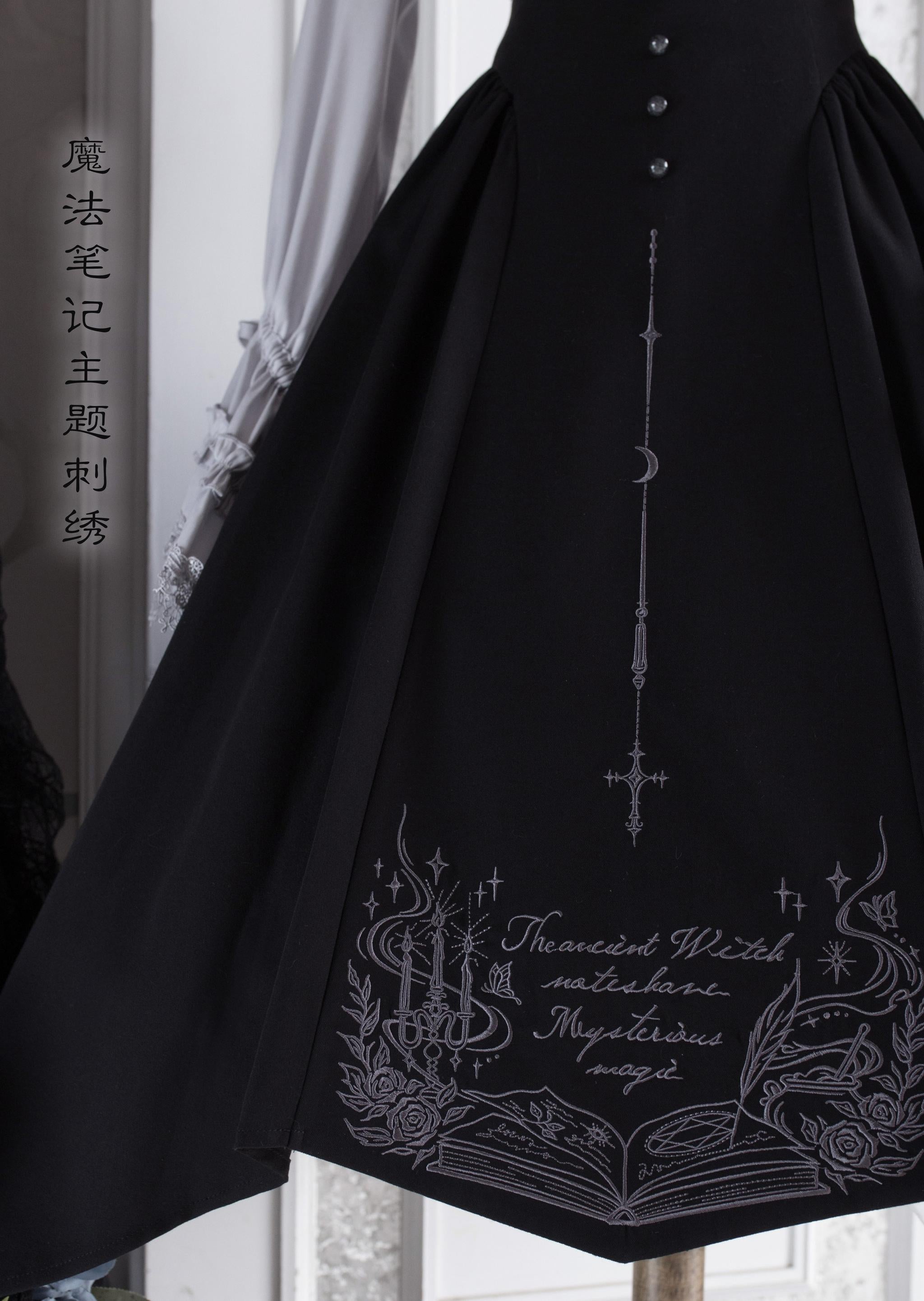 Chris House Lolita - Witch Notes - Gothic Loliat Embroidered Dress Suit, Cross and Rose Print 44096:795078