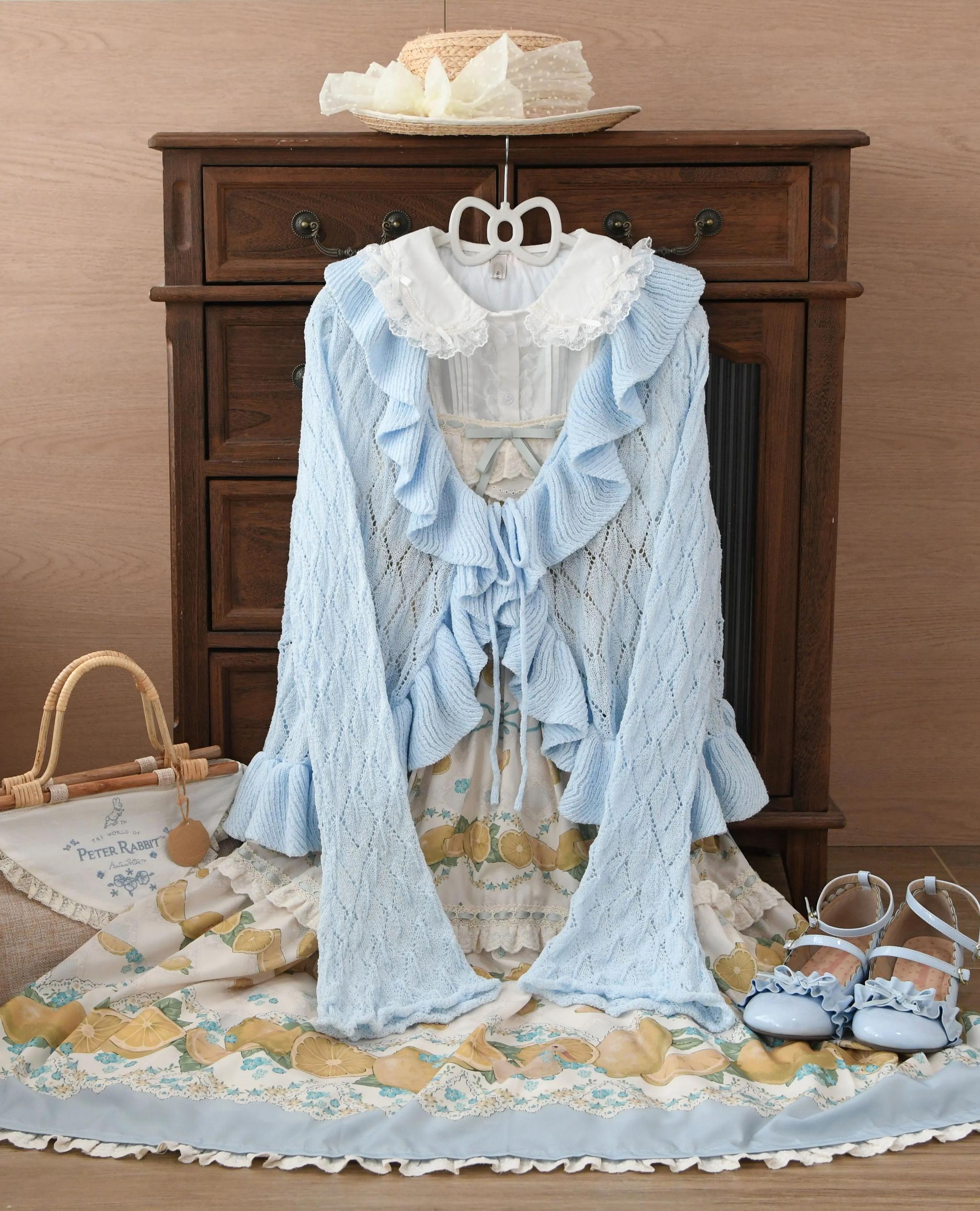 Sunset Bouquet - Elegant Lolita Cardigan, Flounce Hem