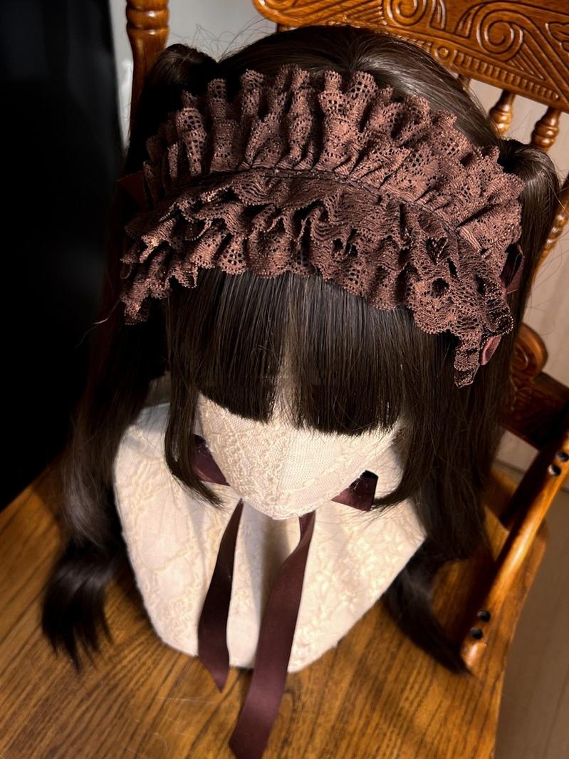 MAID~Customized Elegant Lolita Bow Lace KC Headdress 32564:390728