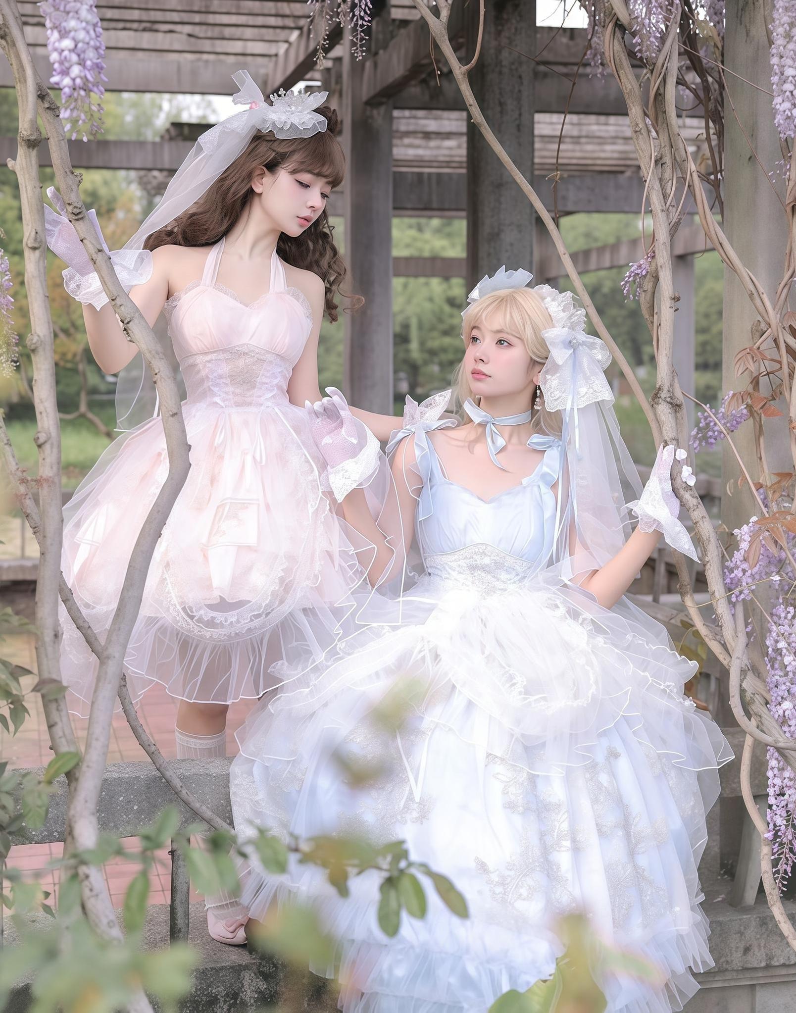 Daydream Whisper - Endless Summer - Bridal Wedding Lolita JSK Open-Back Dress 43043:776251
