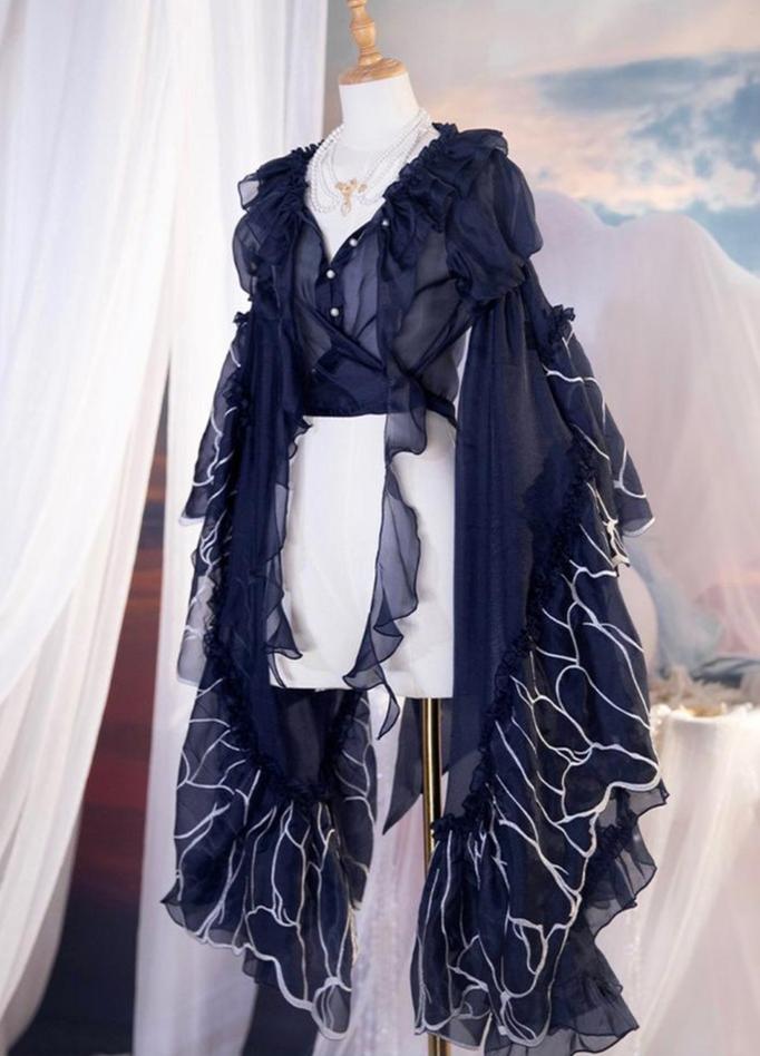 Atlantis - Gorgerous Classic Lolita Star Velvet JSK & Corset Skirt Set (L M S) 45514:852597