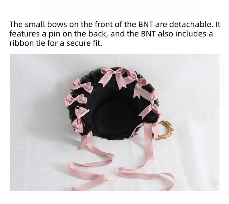 Xiaogui - Classic Lolita Lace Bonnet Hat, Detachable Bows 44226:799731