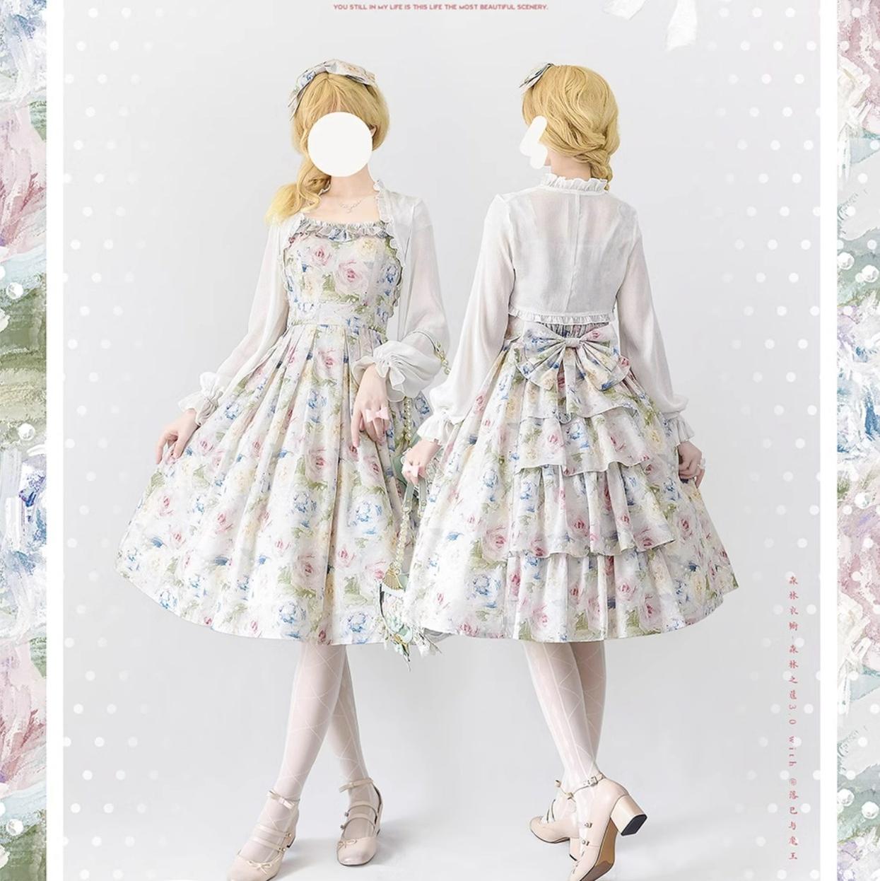 Forest Wardrobe~Forest Basket 3.0~Vintage Lolita JSK Dress Summer Thin Dress 15766:466148