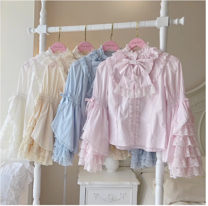 Plum Tree - Liliya's Secrets - Cotton Lolita Princess Sleeve Blouse, Gorgeous Shirt 44381:805996