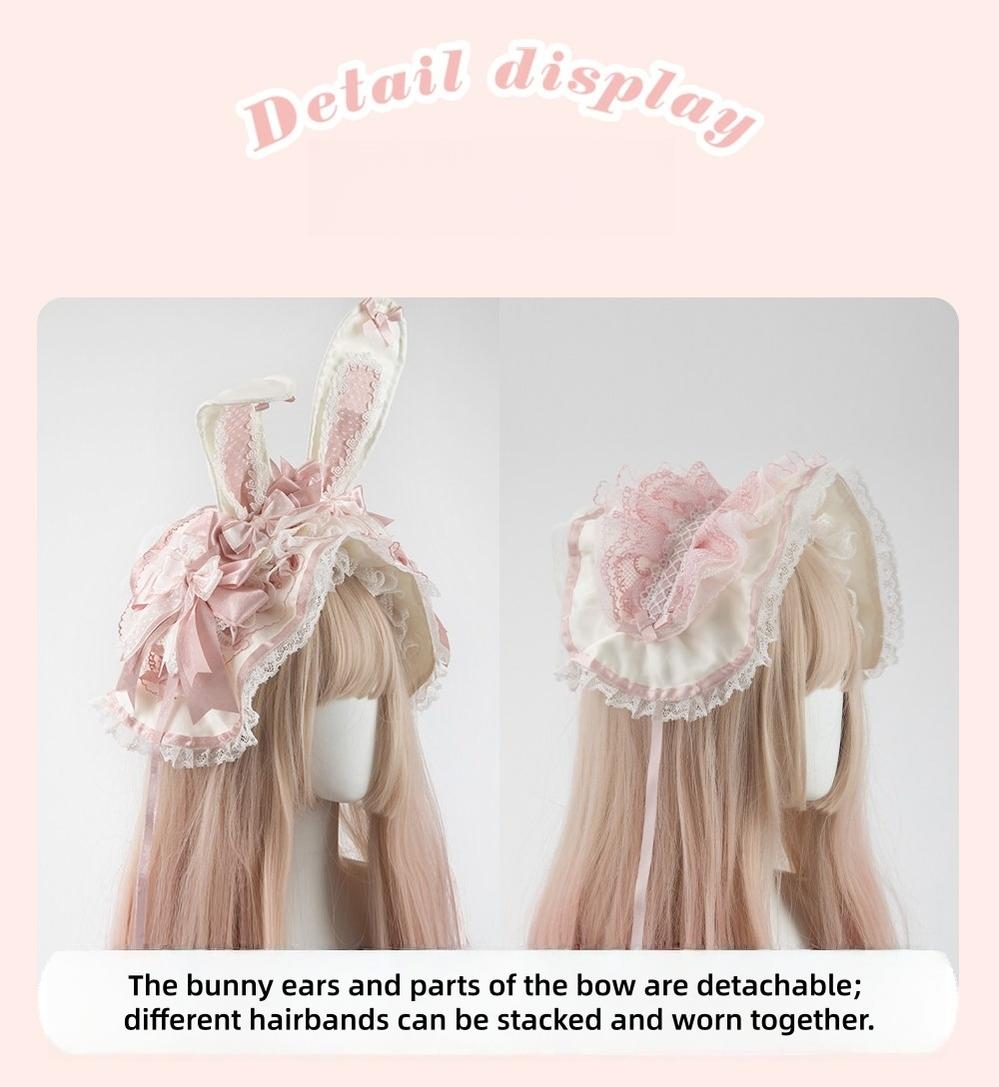 Sweet Lolita Headdress Set, Detachable Bunny Ears 44457:809125
