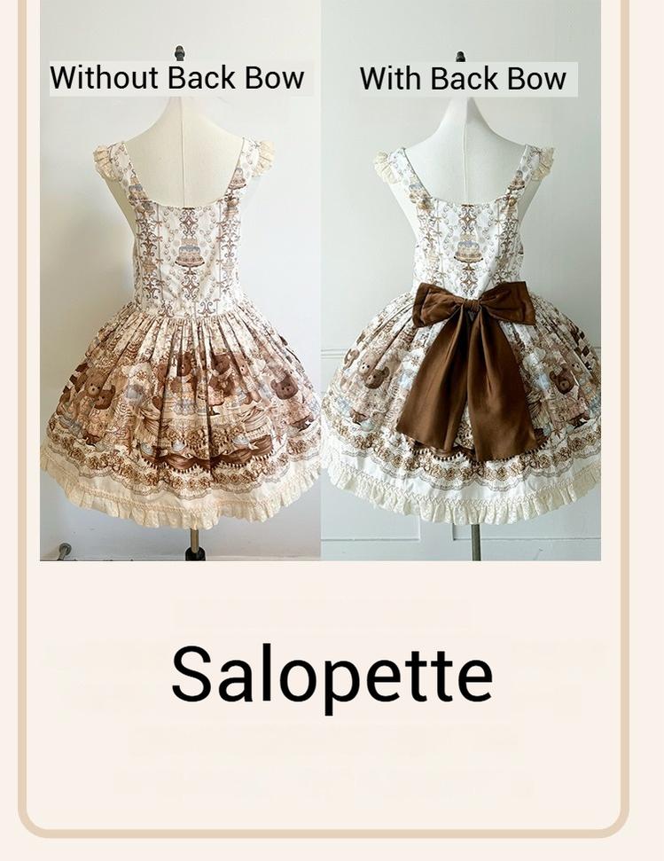 Wendy's Wardrobe - Macaron Bear - Cotton Kawaii Lolita Dress Suit, Bear & Dessert Print 43550:779162