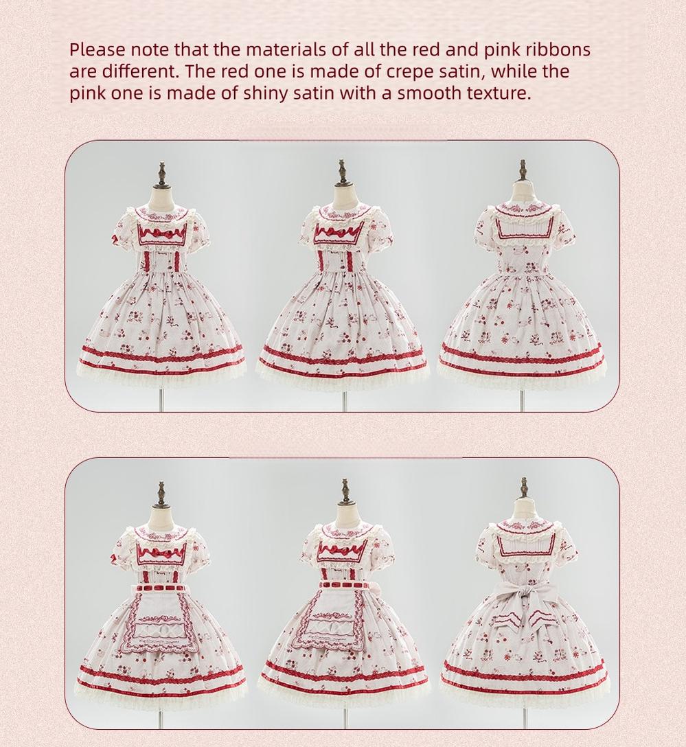 Rose Catalogue - Printed Sweet Lolita OP Dress, Embroidered Apron