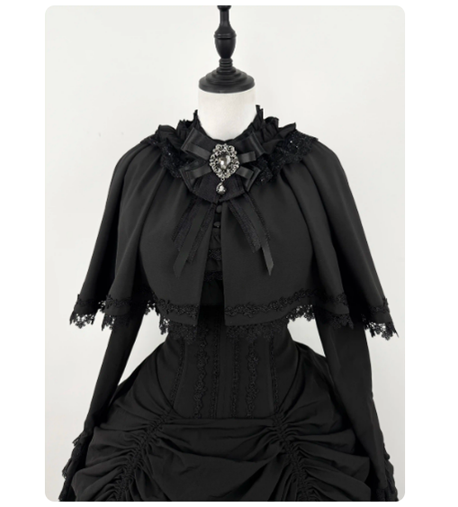 The Original Witch - Gothic Lolita Dress Fishbone Lifting Corset SK Shirt Cape (without the rhinestone bow tie) S