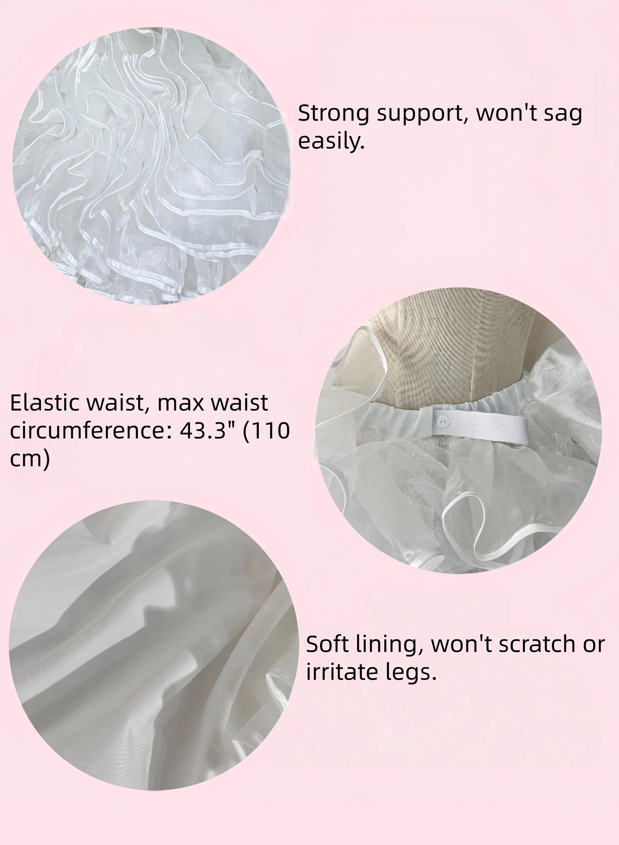 Tata Bath Puff - Bell-Shaped Super Puffy Lolita Petticoat, Adjustable Waist