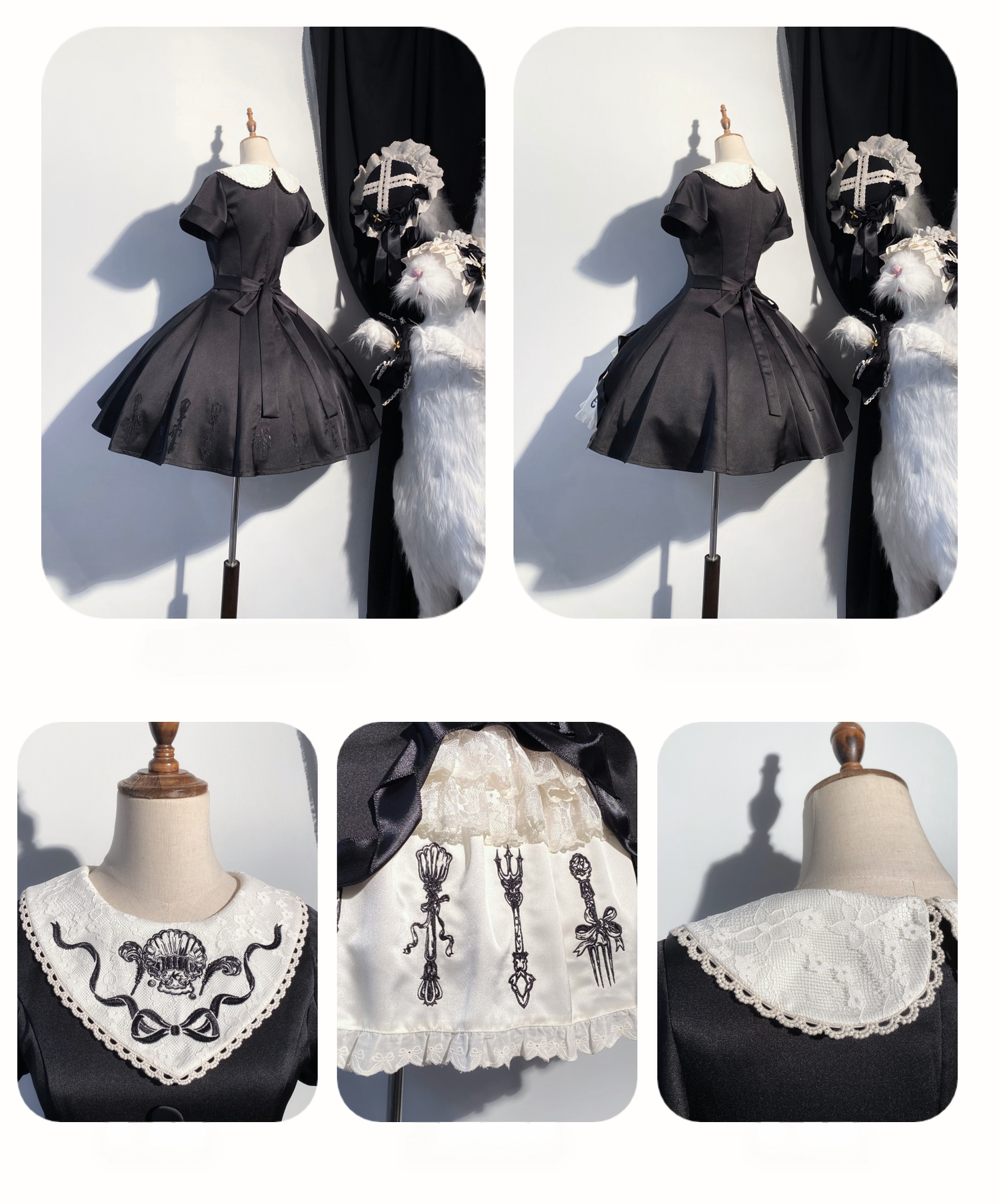 Silent Dinner - Gothic Lolita Six-Panel OP Dress with Cutlery Embroidery 45669:857854