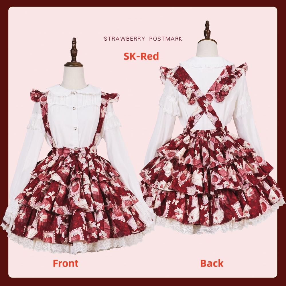 Strawberry Witch - Strawberry Stamp - Sweet Lolita OP Short Sleeve Lolita Dress