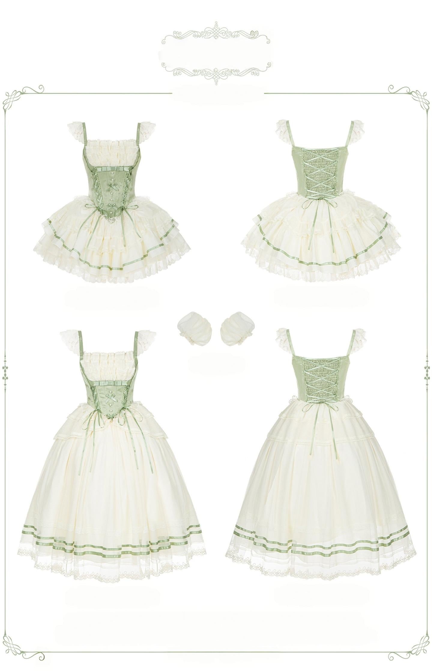 Unfailing - Classic Lolita Bow Jacquard Corset JSK Dress 45632:856701