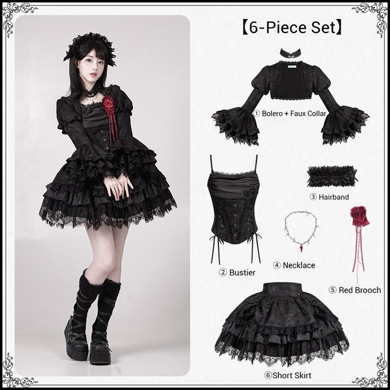 With PUJI - Letter and Poetry · Twilight - Black Gothic Lolita Skirt Set, Witch-Inspired (L M S) 43525:778379