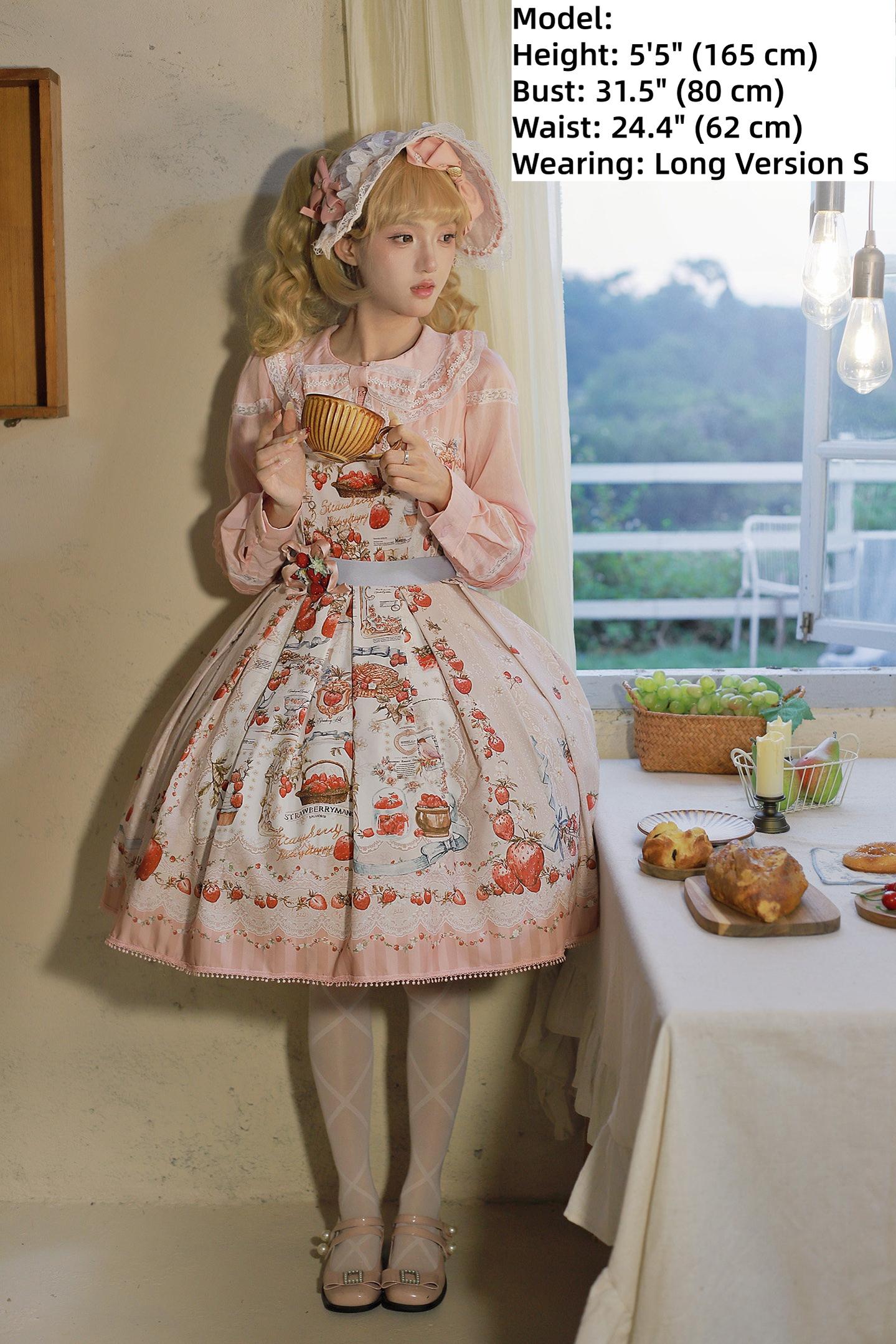 Strawberry Manor - Printed Sweet Lolita JSK Dress, Box Pleats 45025:832964