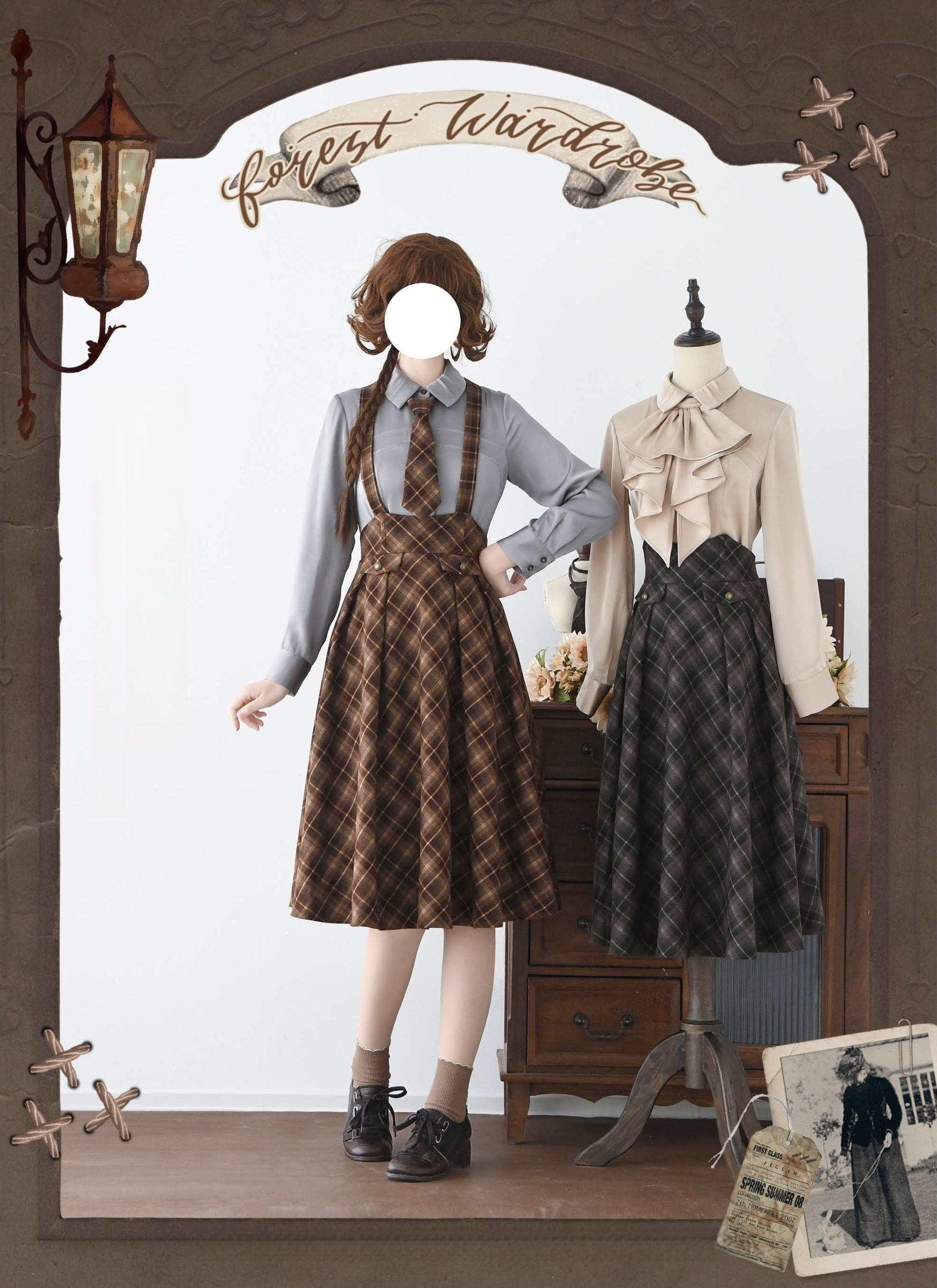 Forest Wardrobe - Forest Dew - Elegant Lolita Slim Fit Shirt, Detachable Jabot 44189:798260