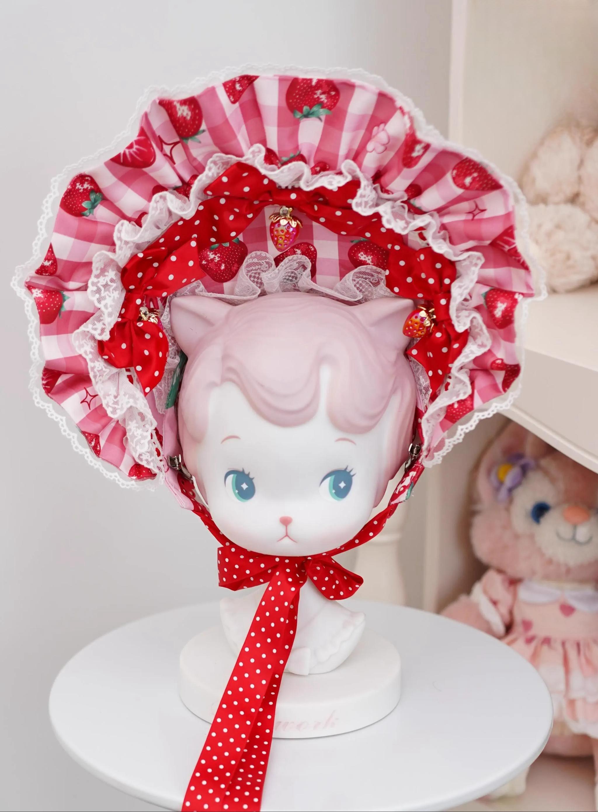 Mengfuzi - Strawberry - Sweet Lolita BNT Strawberry Print Detachable Sleeves Strawberry BNT Only Pink