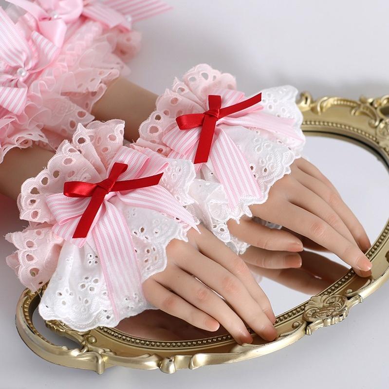 Xiaogui - Sweet Lolita Strawberry Head Accessory Cuffs / Pair