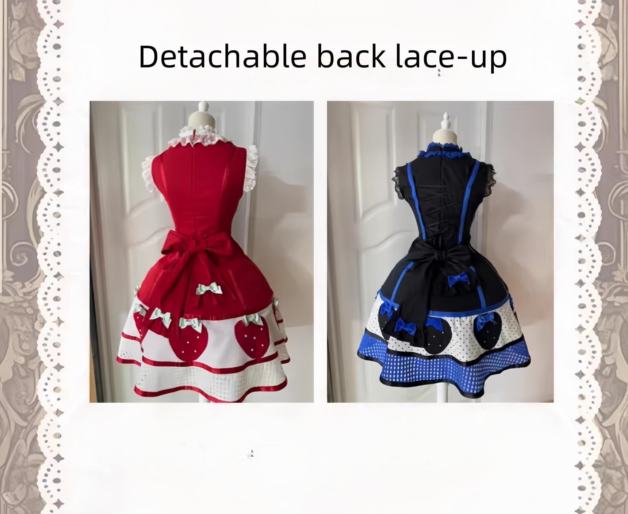 The Weird Strawberry Lady - Old School Lolita JSK, Hand-Studded Strawberry