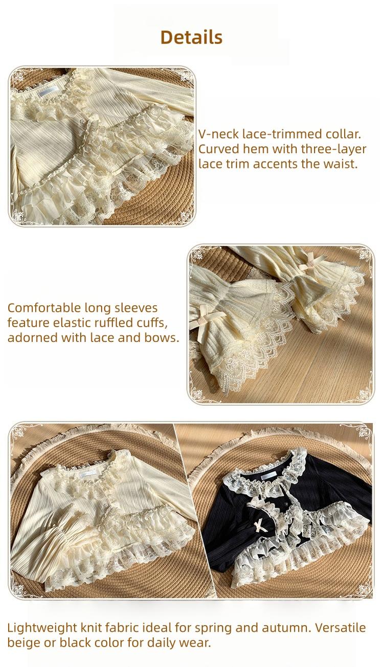 Bloom Period - Elegant Lolita Bolero, Layered Lace Ruffles 44623:817316