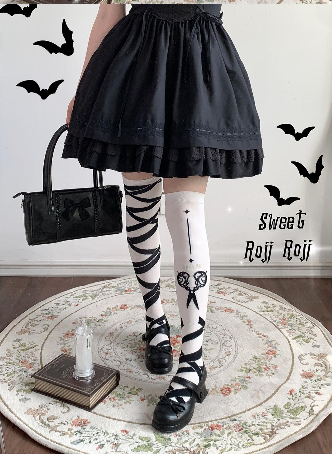 Roji Roji - Gothic Lolita Over-Knee Socks, Scissors Print 44190:798343