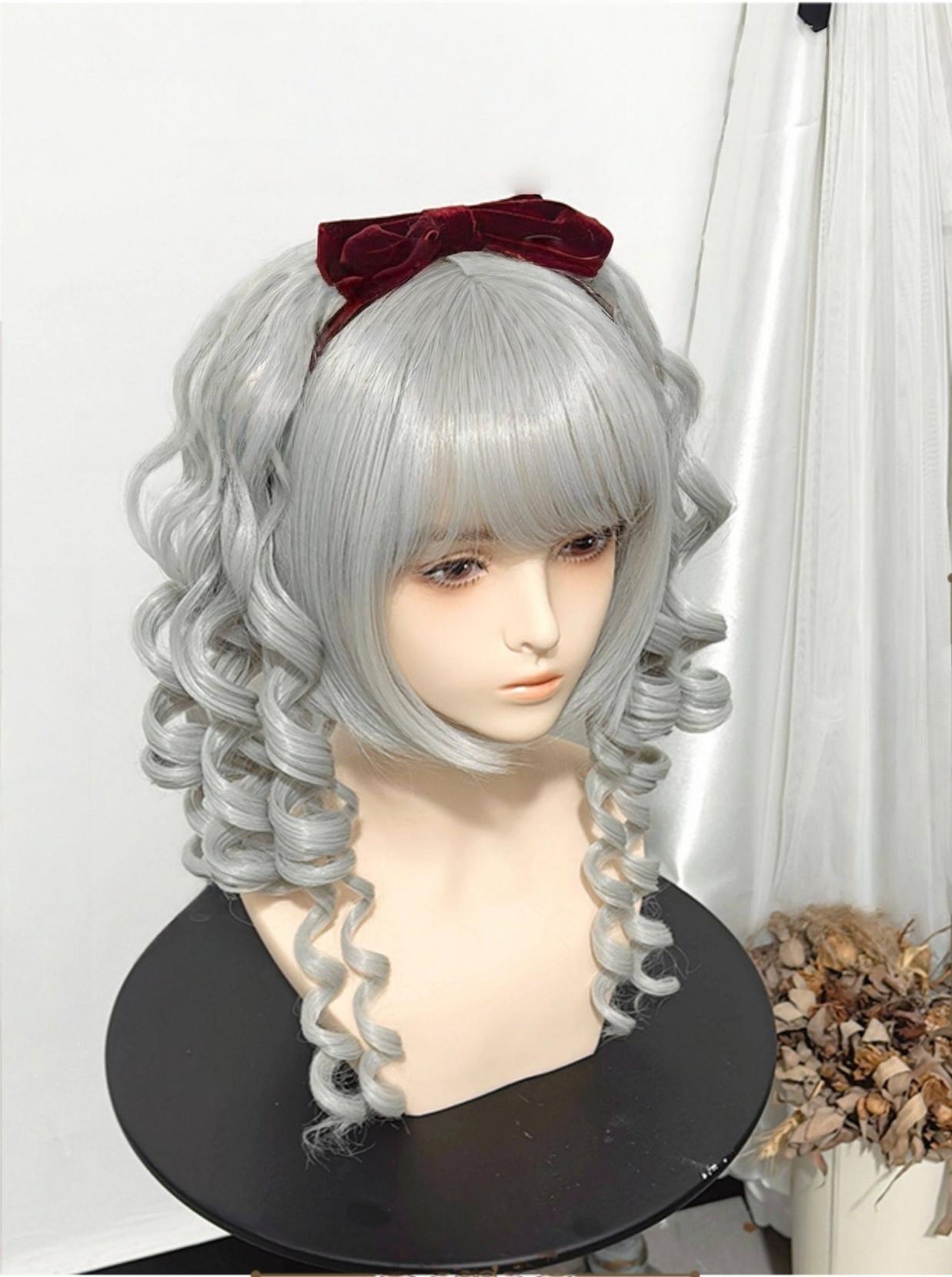Gothic Lolita Short Wig, Detachable Curl Ponytails 44627:816275