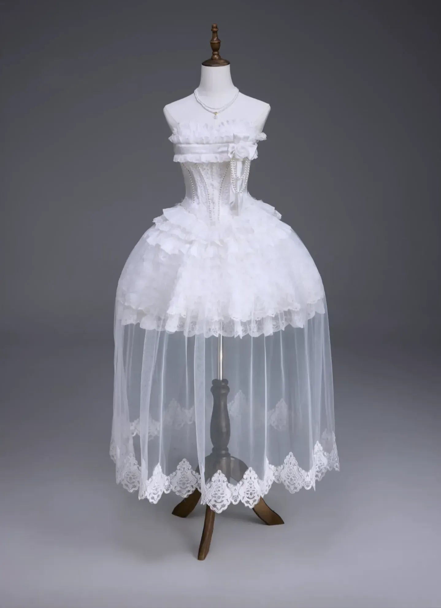Nameless Snow - Classic Lolita Corset JSK Dress, Detachable Cape (L M S XL XS) 45683:859051