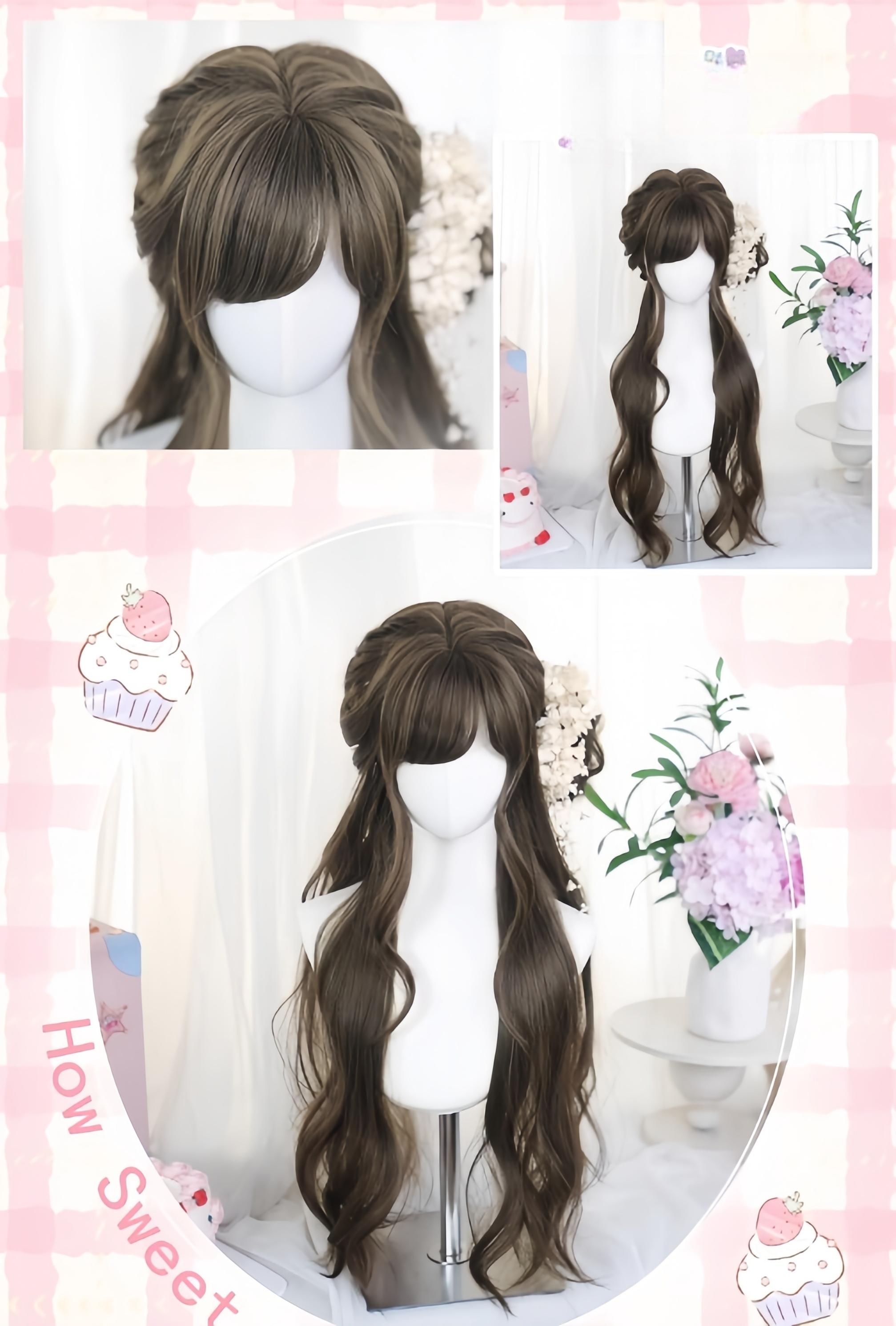 Dalao Home - Grey Brown Classic Lolita Long Wig With Natural Wavy