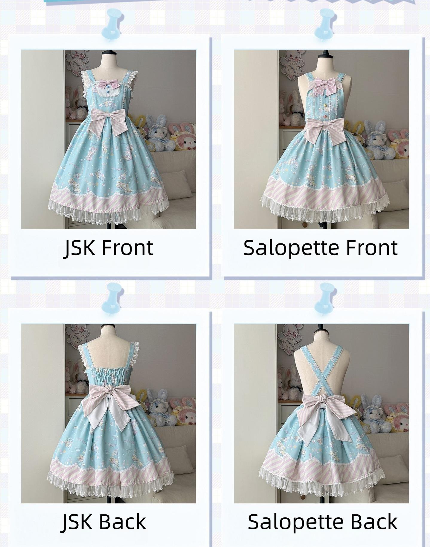 Star Gummies - IP Collaboration Sweet Lolita Dress, Bunny Print & Lace