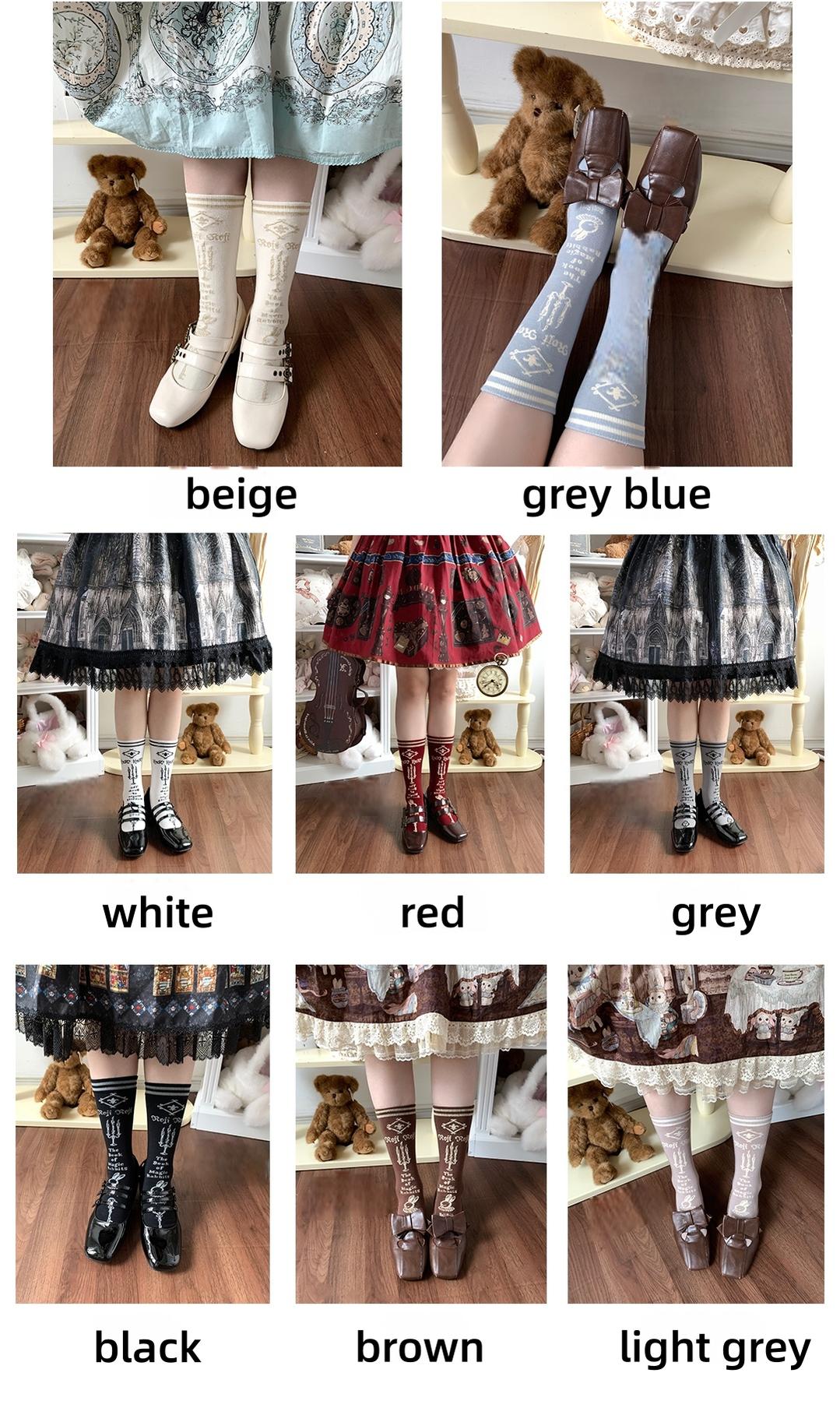 Roji Roji - Printed Cotton Sweet Lolita Calf Socks 44320:804806
