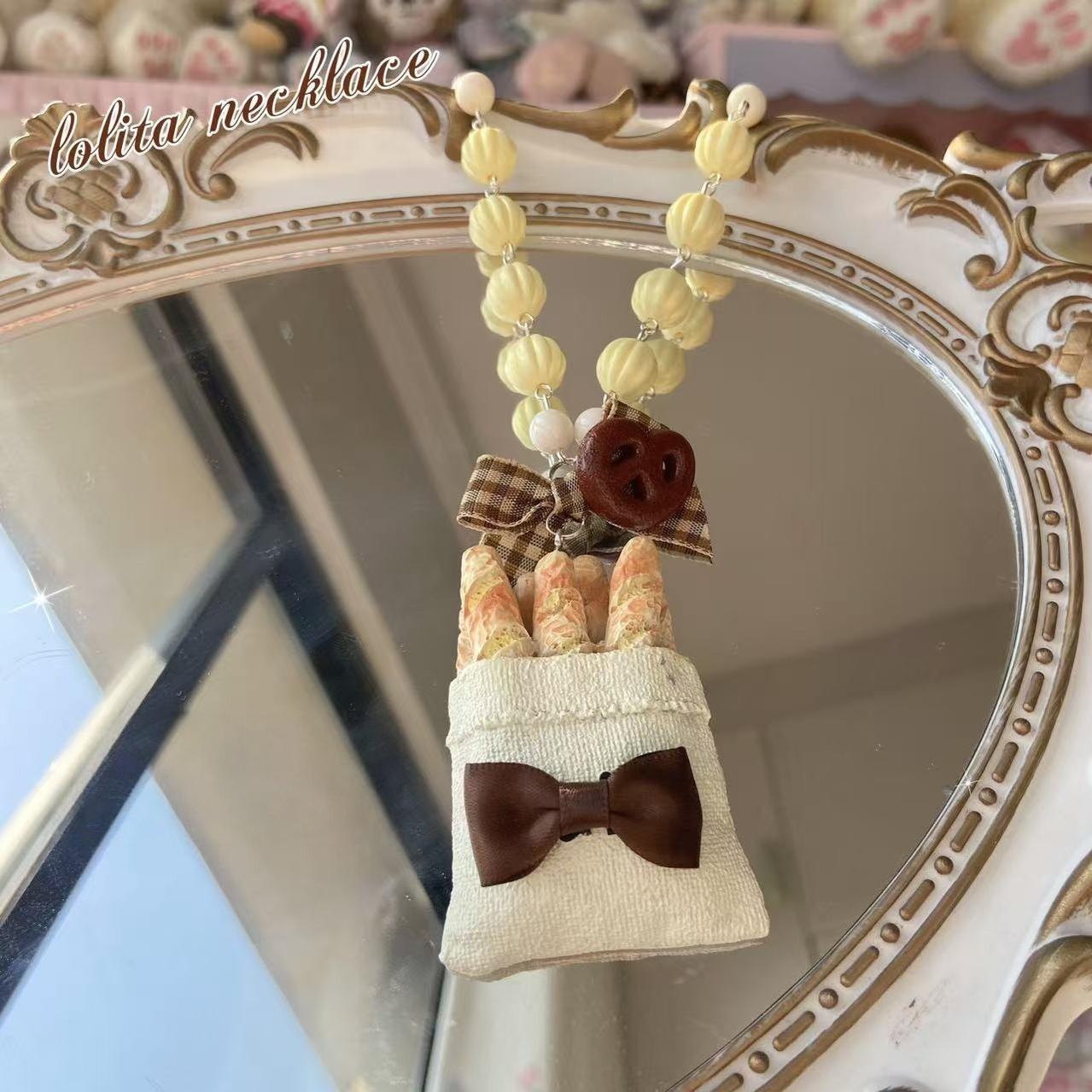 Bear doll - Kawaii Handmade Resin Lolita Necklace A Bag of Bread