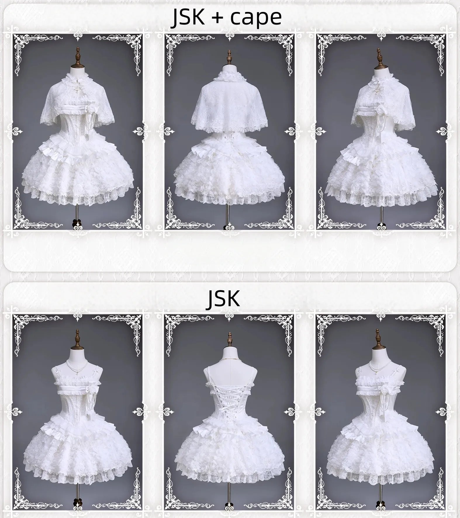 Nameless Snow - Classic Lolita Corset JSK Dress, Detachable Cape 45683:858983