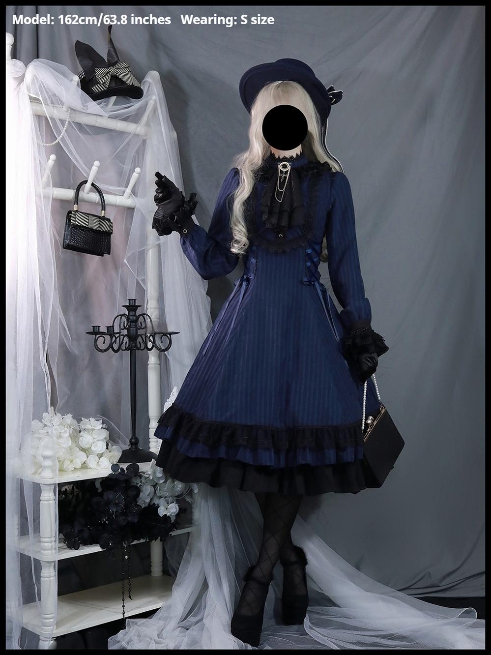 Miss Point - Perintz Manor - Gothic Lolita OP Long Sleeve Retro Lolita Dress 39904:643106